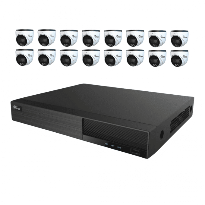 Viper 12MP NVR + 16 x 4K Fixed E3 AI Turret Cameras