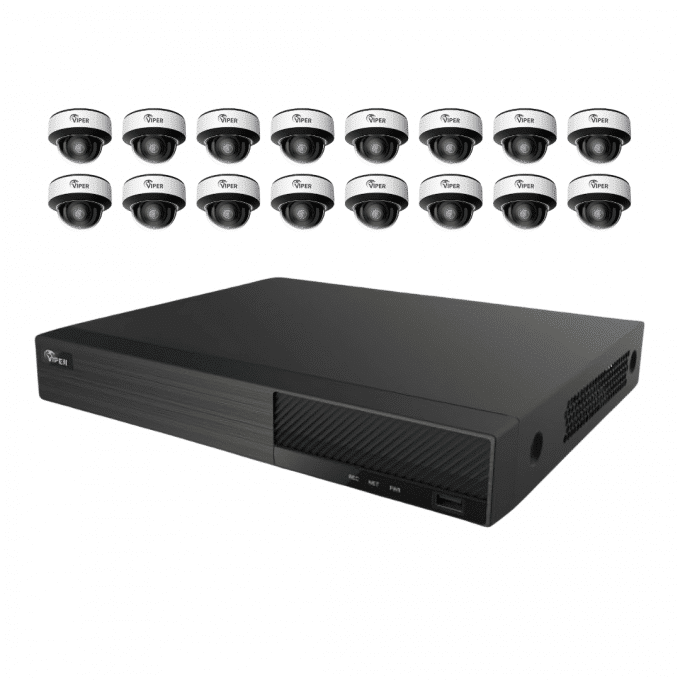 Viper 12MP NVR + 16 x 4K Motorised E3 AI Vandal Dome Cameras