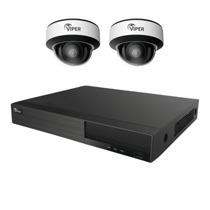 Viper 12MP NVR + 2 x 4K Motorised E3 AI Vandal Dome Cameras