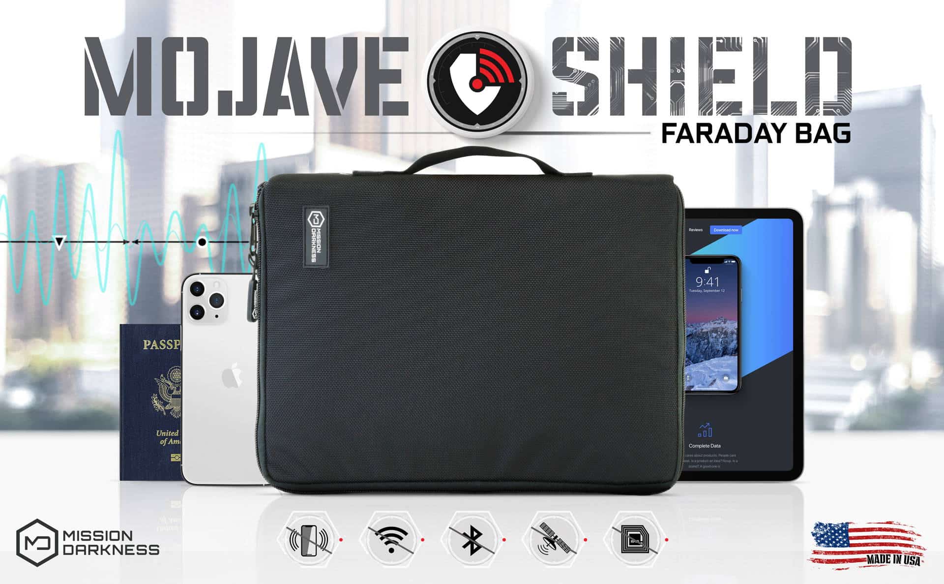 Cryptsec | Mission Darkness™ Mojave Faraday Tablet Bag